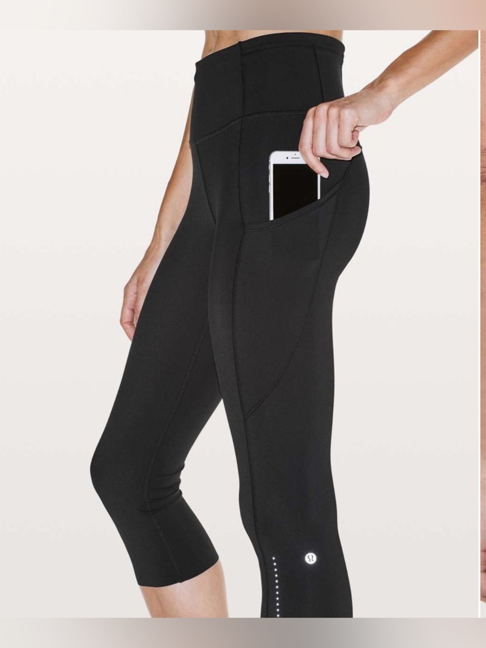🌺EUC $128 lululemon fast and free Black Crop II nulux 19” 🌺